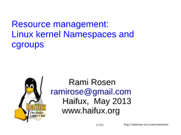 Linux Kernel Namespaces and Cgroups