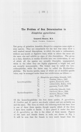 The Problem of Sex Determination in