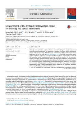 Measurement of the Bystander Intervention Model for Bullying and Sexual Harassment