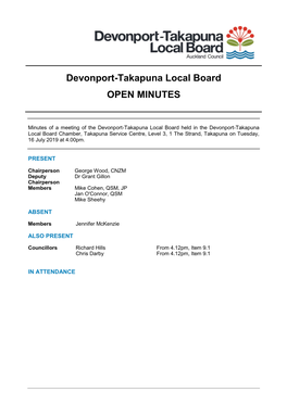Minutes of Devonport-Takapuna Local Board