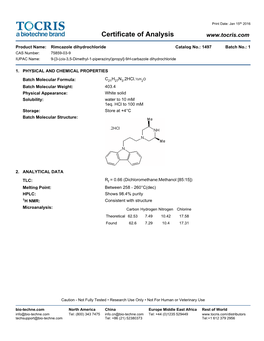 Certificate of Analysis