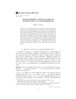 Characterizing Graph Classes by Intersections of Neighborhoods