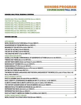 Honors Program Course Guide Fall 2021