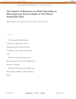 The Impact of Buoyancy on Front Spreading in Heterogeneous