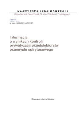 Informacja O Wynikach Kontroli Prywatyzacji Przedsiębiorstw