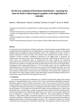 Assessing the Claim for Earth's Oldest Biogenic Graphite