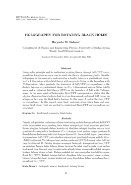 Holography for Rotating Black Holes