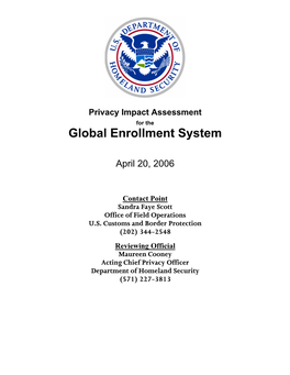 Privacy Impact Assessment for the Global Enrollment System