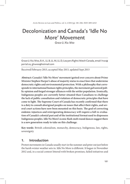 Decolonization and Canada's 'Idle No