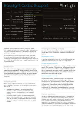 Baselight Codec Support