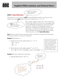 Implicit Differentiation and Related Rates