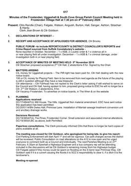 617 Minutes of the Frostenden, Uggeshall & South Cove Group