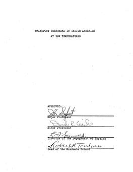 Transport Phenomena in Indium Arsenide