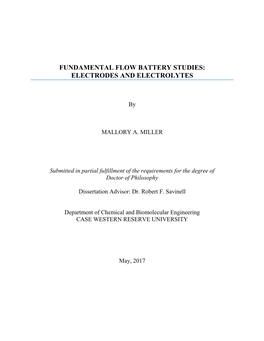 Fundamental Flow Battery Studies