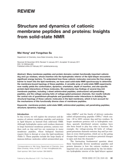 Structure and Dynamics of Cationic Membrane Peptides and Proteins: Insights from Solid-State NMR