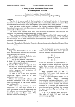 Impact, Bending, Flexural and Compressive Strength Tests on A