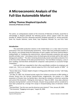 A Microeconomic Analysis of the Full-Size Automobile Market