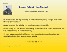 Special Relativity in a Nutshell