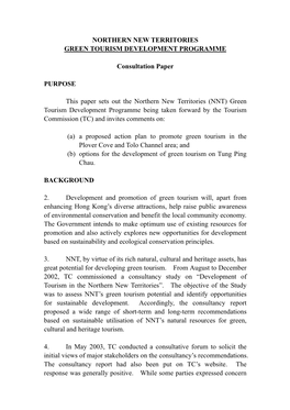 Northern New Territories Green Tourism Development Programme