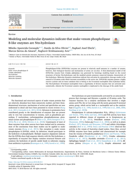 Modeling and Molecular Dynamics Indicate That Snake Venom Phospholipase B-Like Enzymes Are Ntn-Hydrolases T