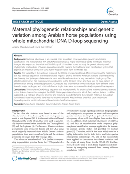 Maternal Phylogenetic Relationships and Genetic Variation Among