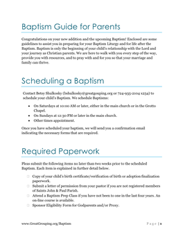 Baptism Guide for Parents