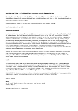 Bowl Barrow 350M E.S.E. of Capel Farm in Mounts Wood, Aka Capel Wood