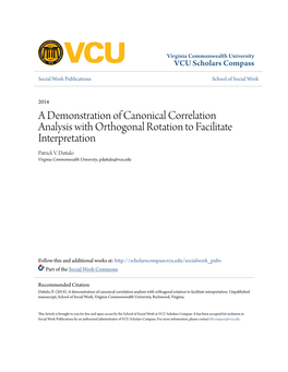 A Demonstration of Canonical Correlation Analysis with Orthogonal Rotation to Facilitate Interpretation Patrick V