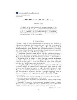 Q4-FACTORIZATION of Λk N and Λk 1. Introduction Given a Graph H, An