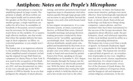 King: Antiphon: Notes on the People's Microphone