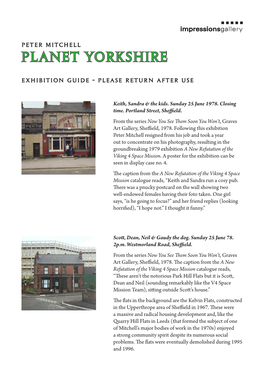PLANET YORKSHIRE Exhibition Guide - Please Return After Use