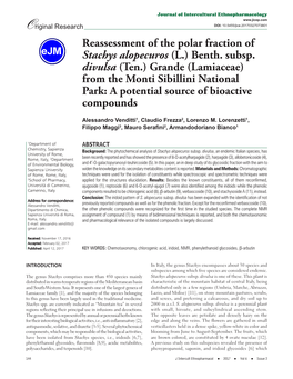 Lamiaceae) from the Monti Sibillini National Park: a Potential Source of Bioactive Compounds