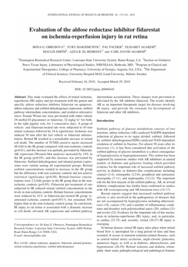 Evaluation of the Aldose Reductase Inhibitor Fidarestat on Ischemia-Reperfusion Injury in Rat Retina