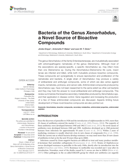 Bacteria of the Genus Xenorhabdus, a Novel Source of Bioactive Compounds