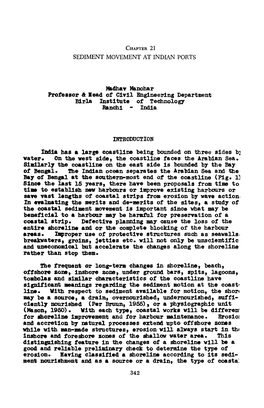 SEDIMENT MOVEMENT at INDIAN PORTS Madhav Manohar Professor