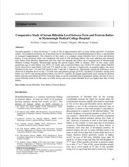 Comparative Study of Serum Bilirubin Level Between Term and Preterm Babies in Mymensingh Medical College Hospital