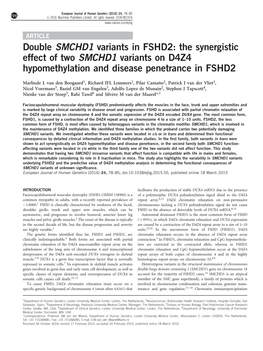 Double SMCHD1 Variants in FSHD2: the Synergistic Effect of Two SMCHD1 Variants on D4Z4 Hypomethylation and Disease Penetrance in FSHD2
