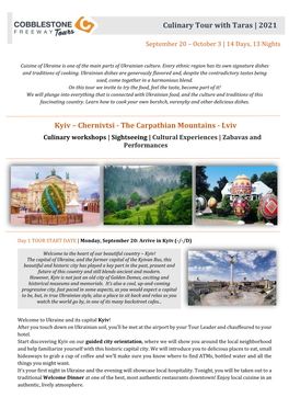 Kyiv – Chernivtsi - the Carpathian Mountains - Lviv