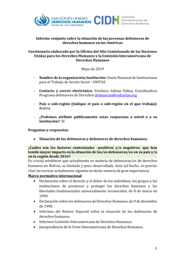 1 Informe Conjunto Sobre La Situación De Las Personas Defensoras De