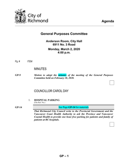 Agenda General Purposes Committee MINUTES COUNCILLOR CAROL