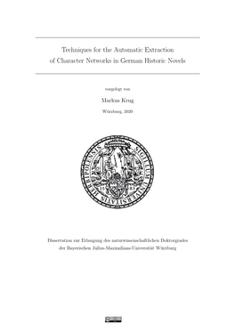 Techniques for the Automatic Extraction of Character Networks in German Historic Novels