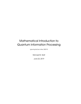 Mathematical Introduction to Quantum Information Processing