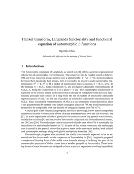 Hankel Transform, Langlands Functoriality and Functional Equation of Automorphic L-Functions