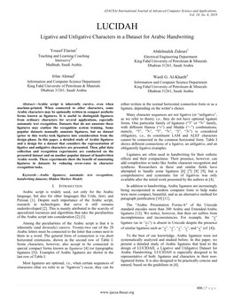 LUCIDAH Ligative and Unligative Characters in a Dataset for Arabic Handwriting