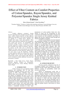 Effect of Fiber Content on Comfort Properties of Cotton/Spandex