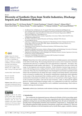Diversity of Synthetic Dyes from Textile Industries, Discharge Impacts and Treatment Methods