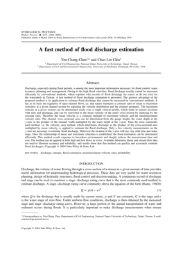 A Fast Method of Flood Discharge Estimation