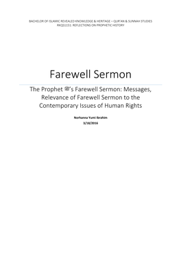 The Prophet ﷺ's Farewell Sermon