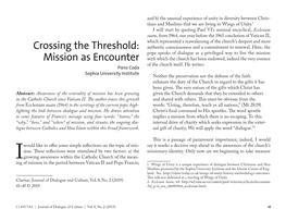 Mission As Encounter with Which the Church Has Been Endowed, Indeed the Very Essence Piero Coda of the Church Itself