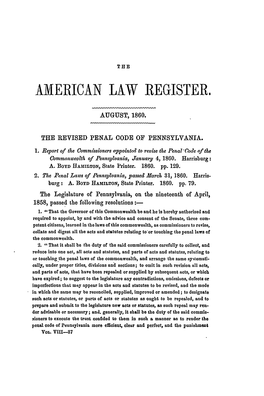 The Revised Penal Code of Pennsylvania